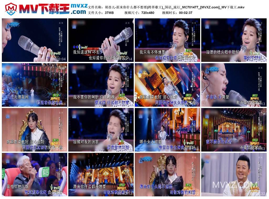 胡杏儿-原来你什么都不想要(跨界歌王)_国语_流行_MC701477